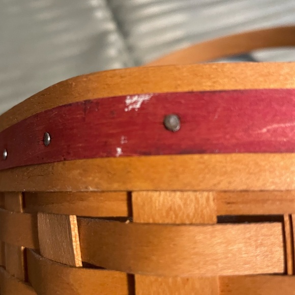Longaberger Woven Basket with Red and Tan Accents - Picture 7 of 14